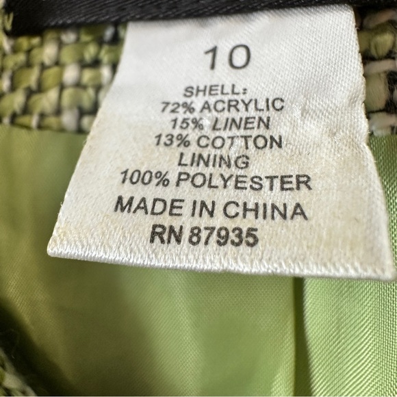 Dialogue Olive Houndstooth Tweed Trench Coat Size 10 - Picture 13 of 16